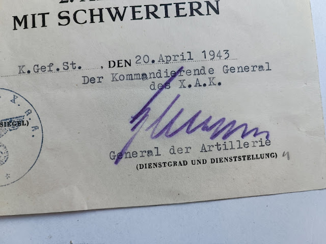 Diplôme KVK2 avec glaives sturmgeschutz-abteilung 184 – Image 3