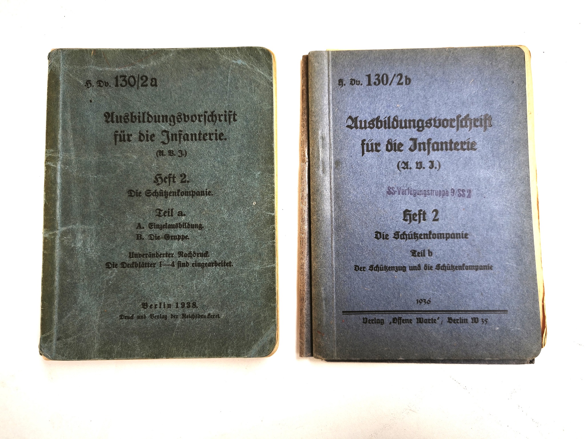 Manuels d'instruction infanterie récéptionnés SS-VT standarte Germania